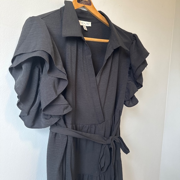 SHE+SKY Black ruffle dress - Picture 2 of 8